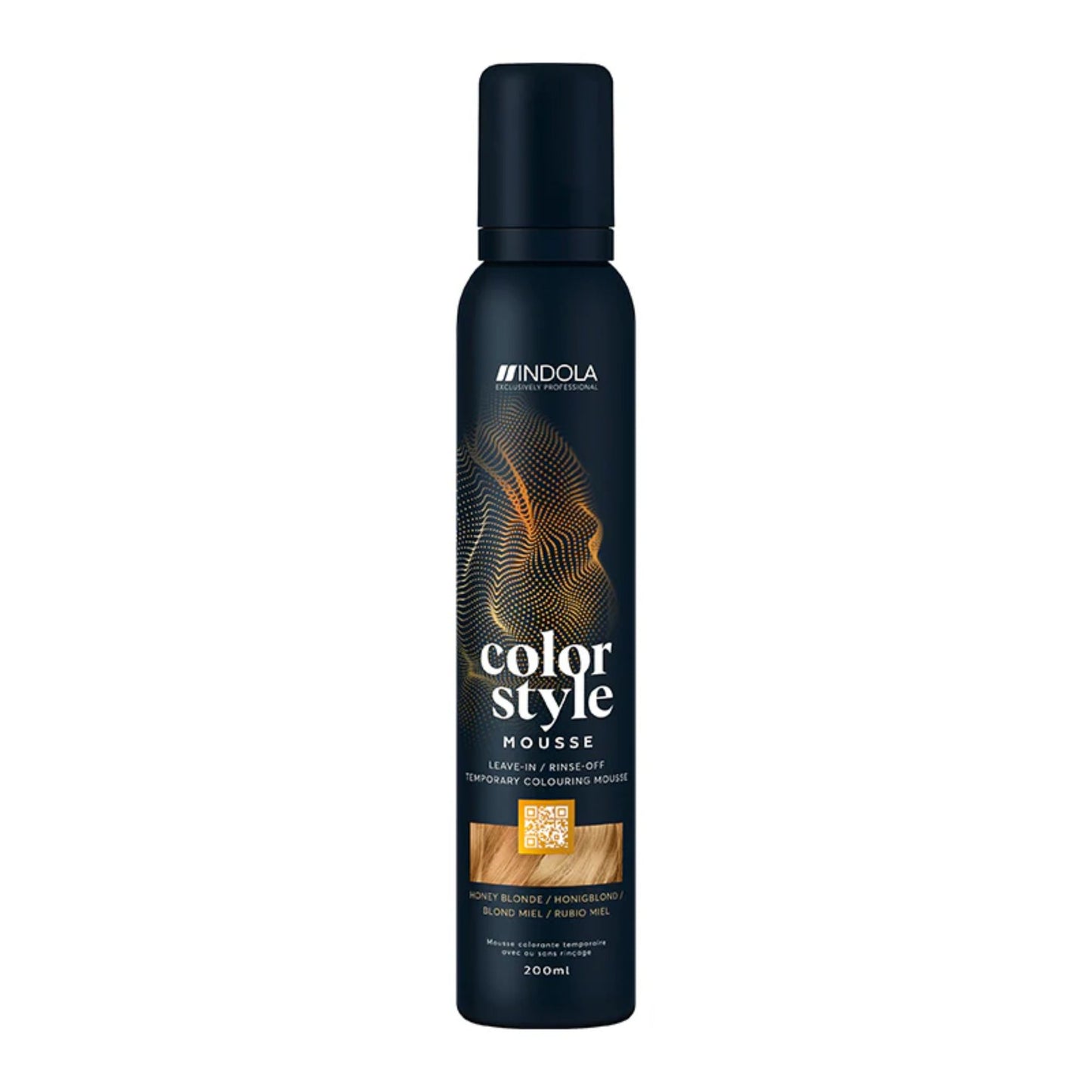 Indola Colour Style Mousse Honey Blonde 200ml temporary blonde toning mousse for warm blonde colour and styling