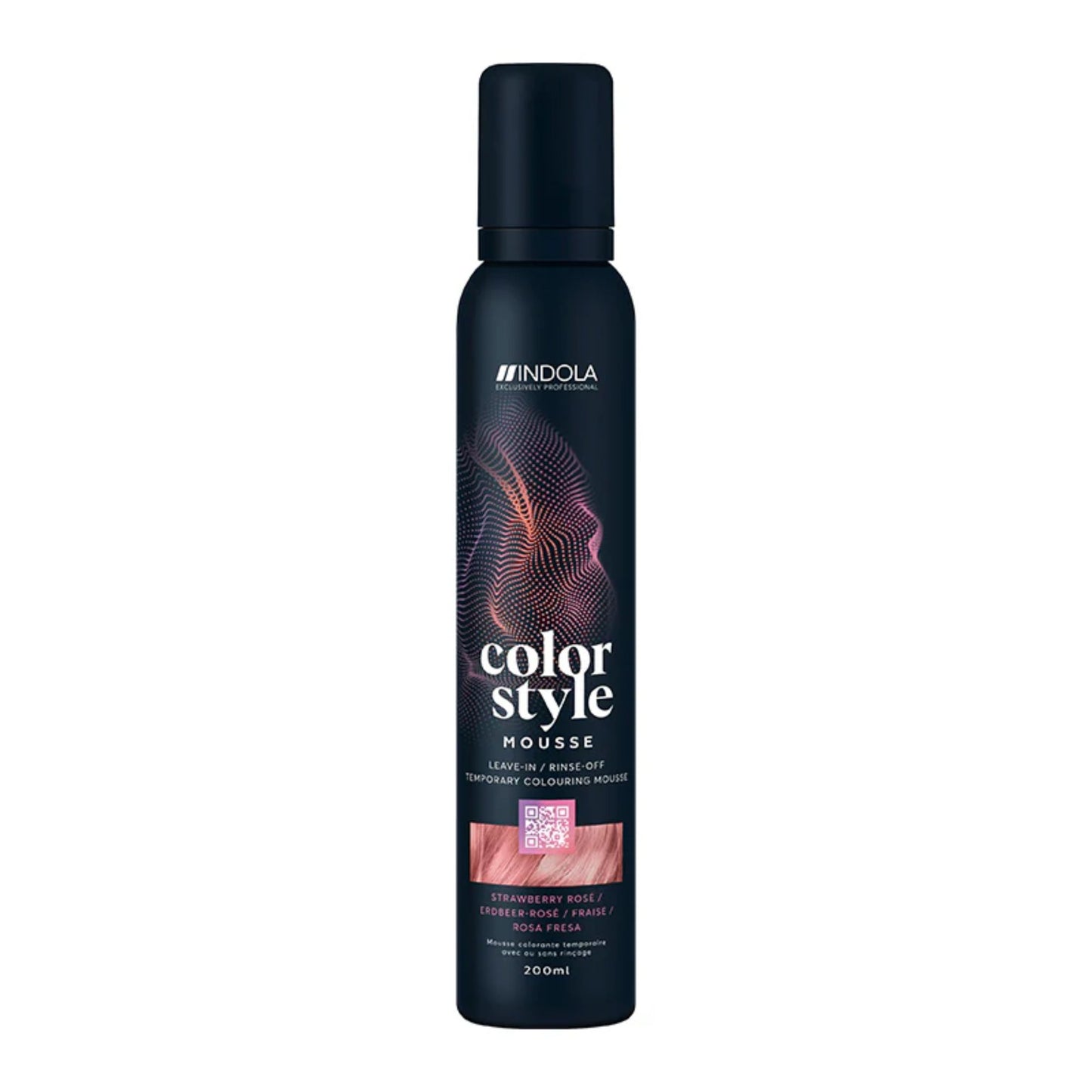 Indola Colour Style Mousse Strawberry Rose 200ml temporary pink tone mousse for styling and colour refresh