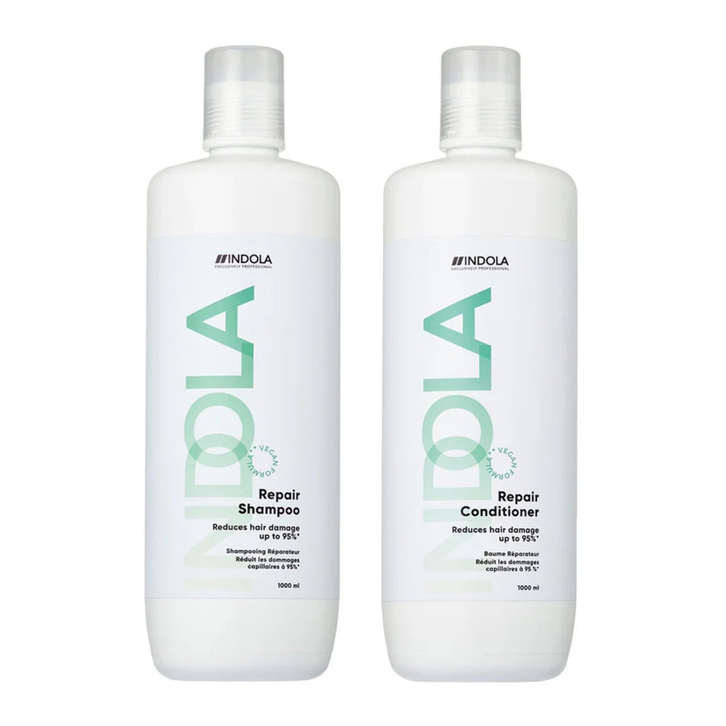 Indola Repair Shampoo and Conditioner Duo 1000ml salon size repairing haircare set for damaged hair