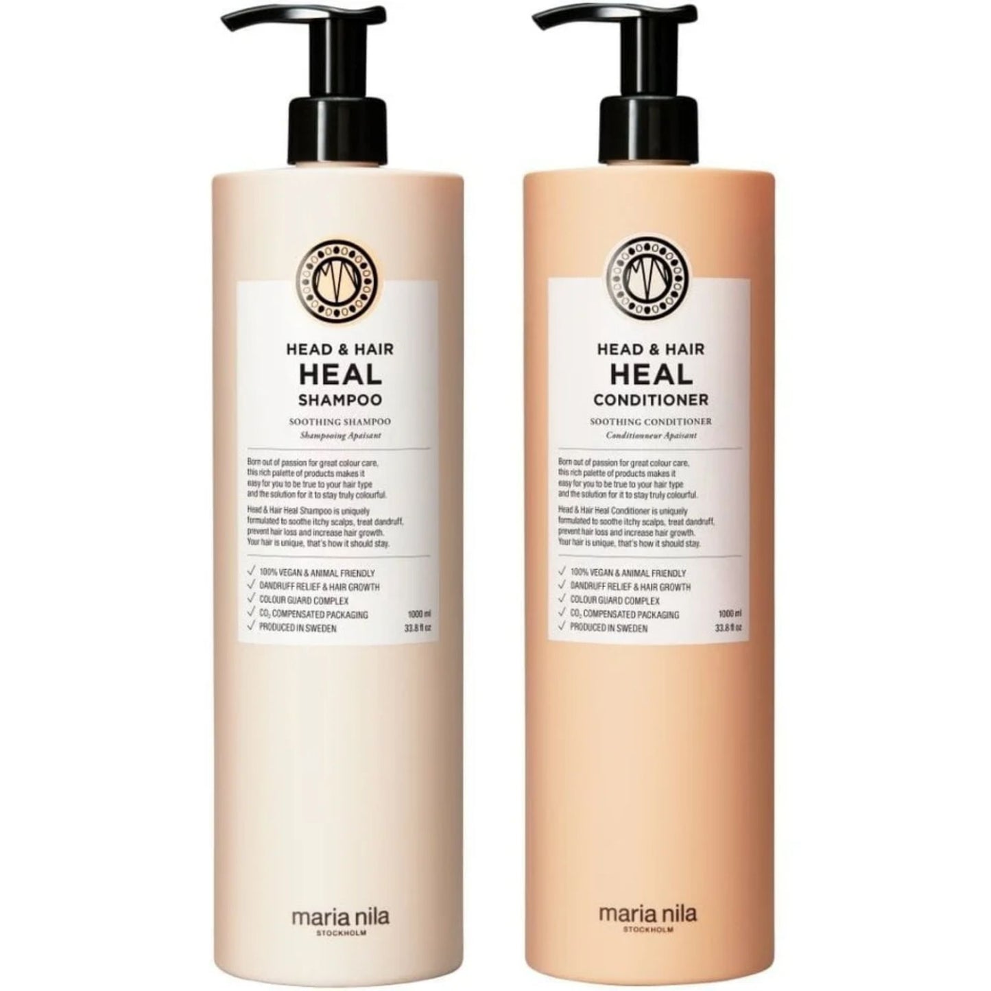 Maria Nila Head & Hair Heal Shampoo and Conditioner Duo 1000ml professional scalp care set for dandruff
