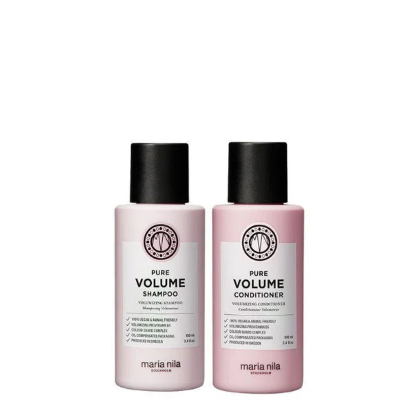 Maria Nila Pure Volume Shampoo and Conditioner Duo 100ml travel volumising haircare set for fine hair
