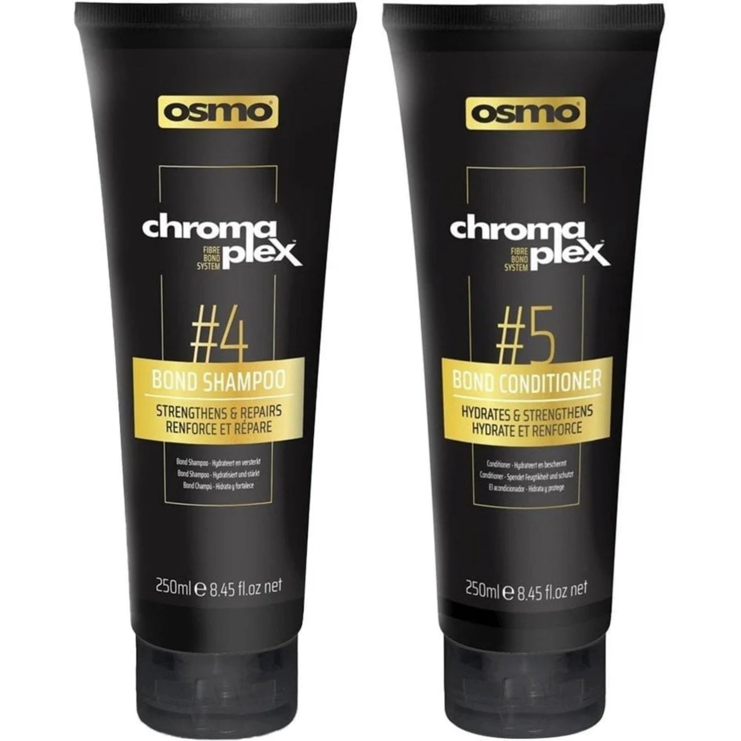Osmo Chromaplex No 4 Bond Shampoo & No 5 Bond Conditioner Duo 250ml hair repair set for damaged or colour-treated hair