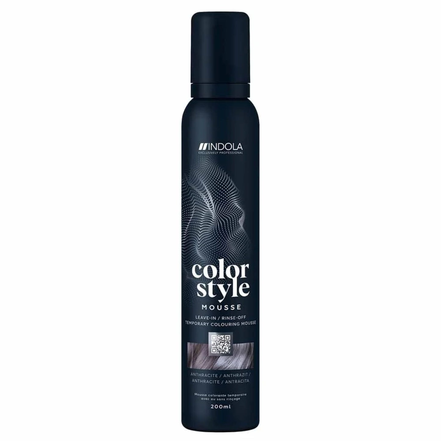 Indola Colour Style Mousse Anthracite 200ml temporary colour mousse for dark grey tone and styling