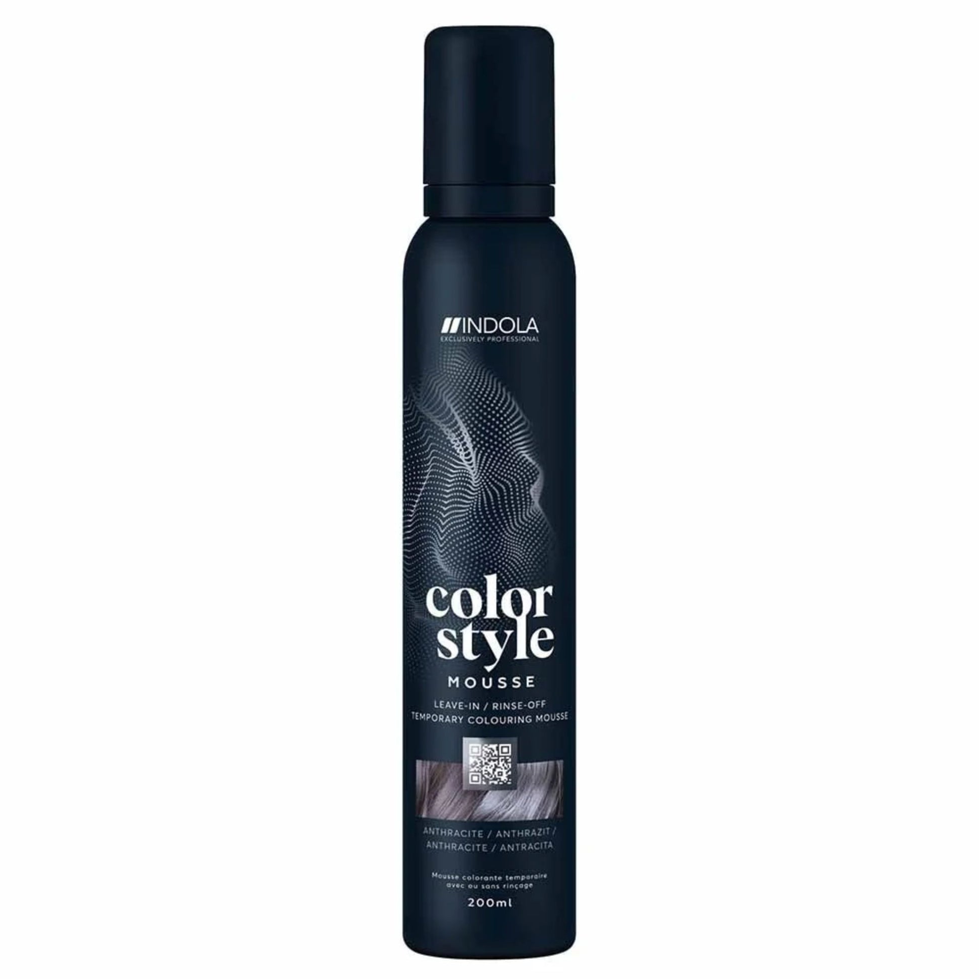 Indola Colour Style Mousse Anthracite 200ml temporary colour mousse for dark grey tone and styling