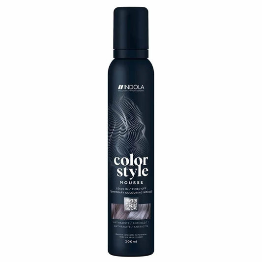 Indola Colour Style Mousse Anthracite 200ml temporary colour mousse for dark grey tone and styling