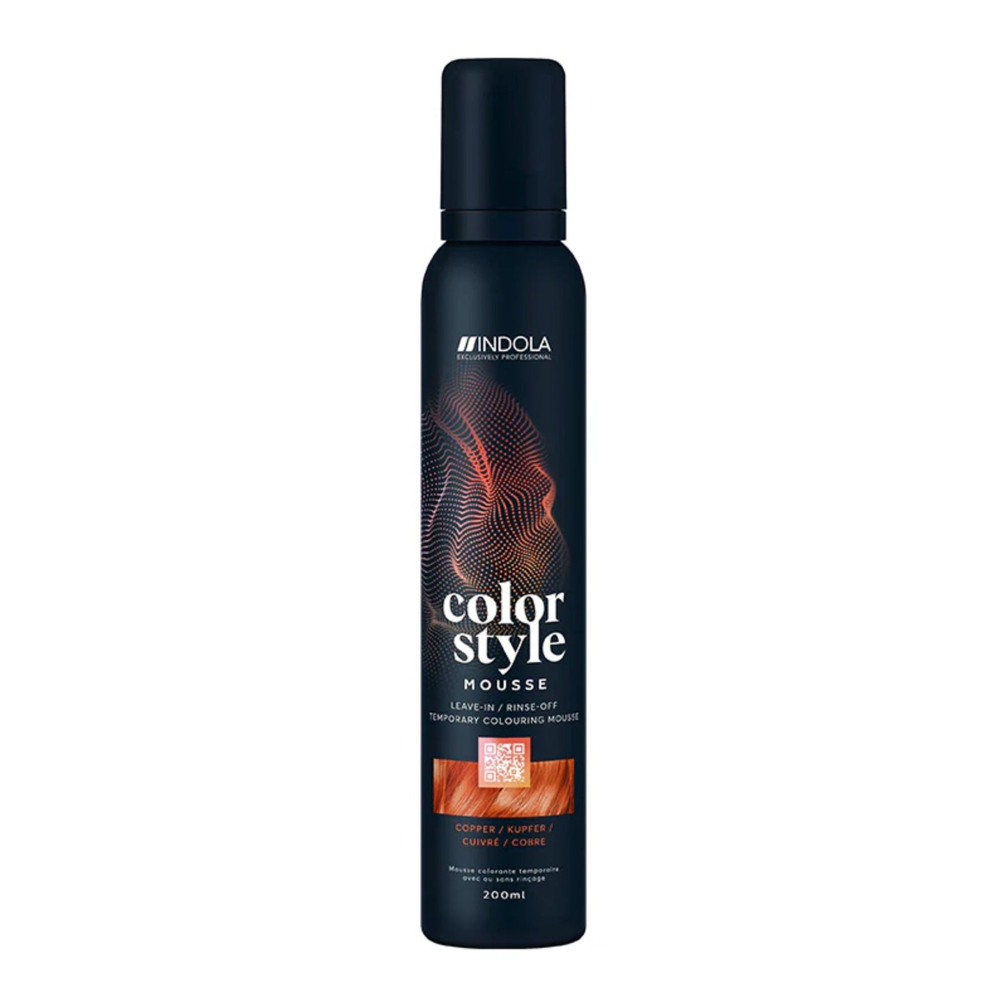 Indola Colour Style Mousse Copper 200ml temporary copper colour mousse for vibrant hair tone and styling