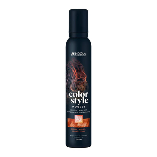 Indola Colour Style Mousse Copper 200ml temporary copper colour mousse for vibrant hair tone and styling