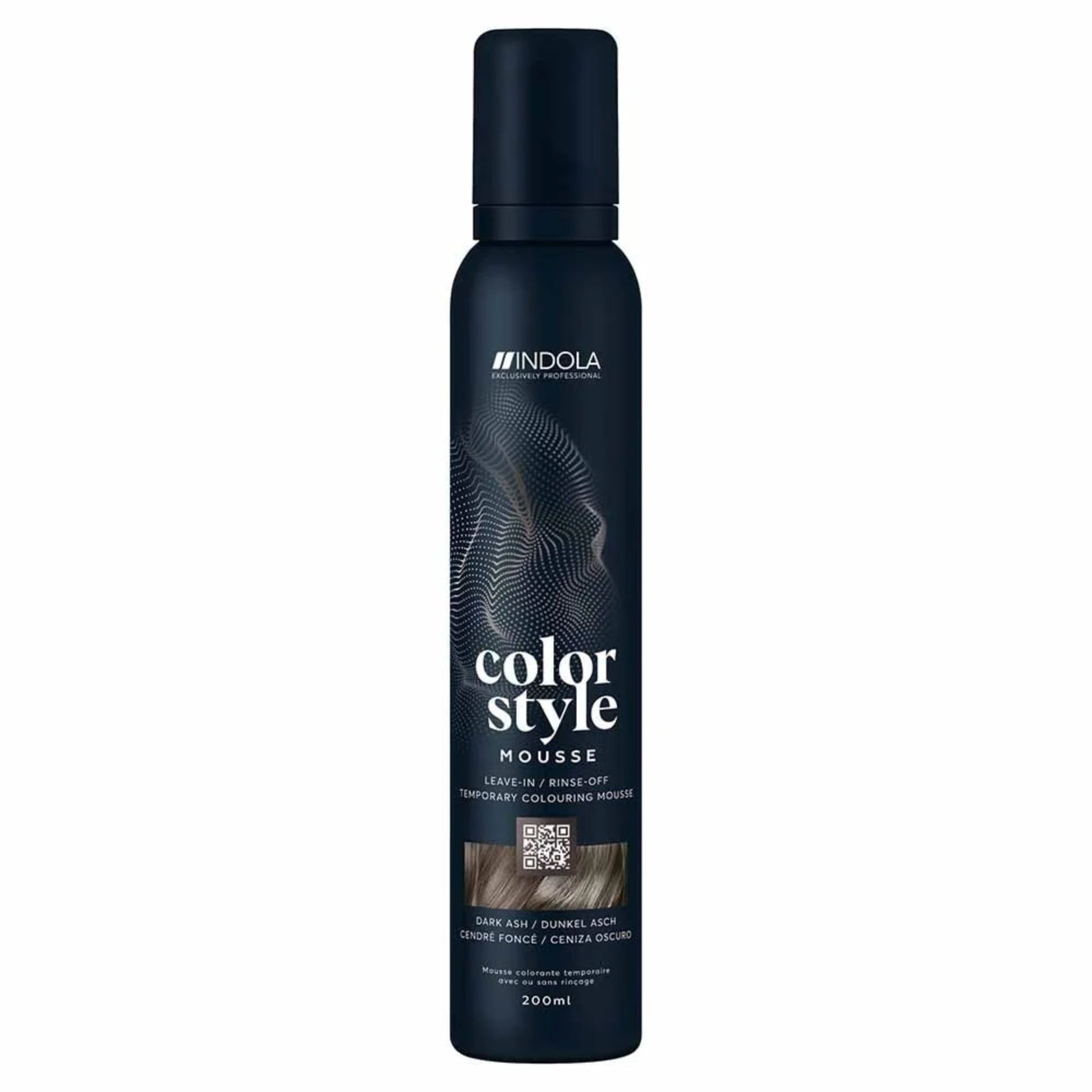 Indola Colour Style Mousse Dark Ash 200ml temporary ash tone mousse for cool colour and styling