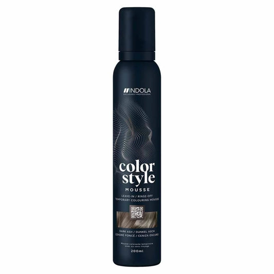 Indola Colour Style Mousse Dark Ash 200ml temporary ash tone mousse for cool colour and styling