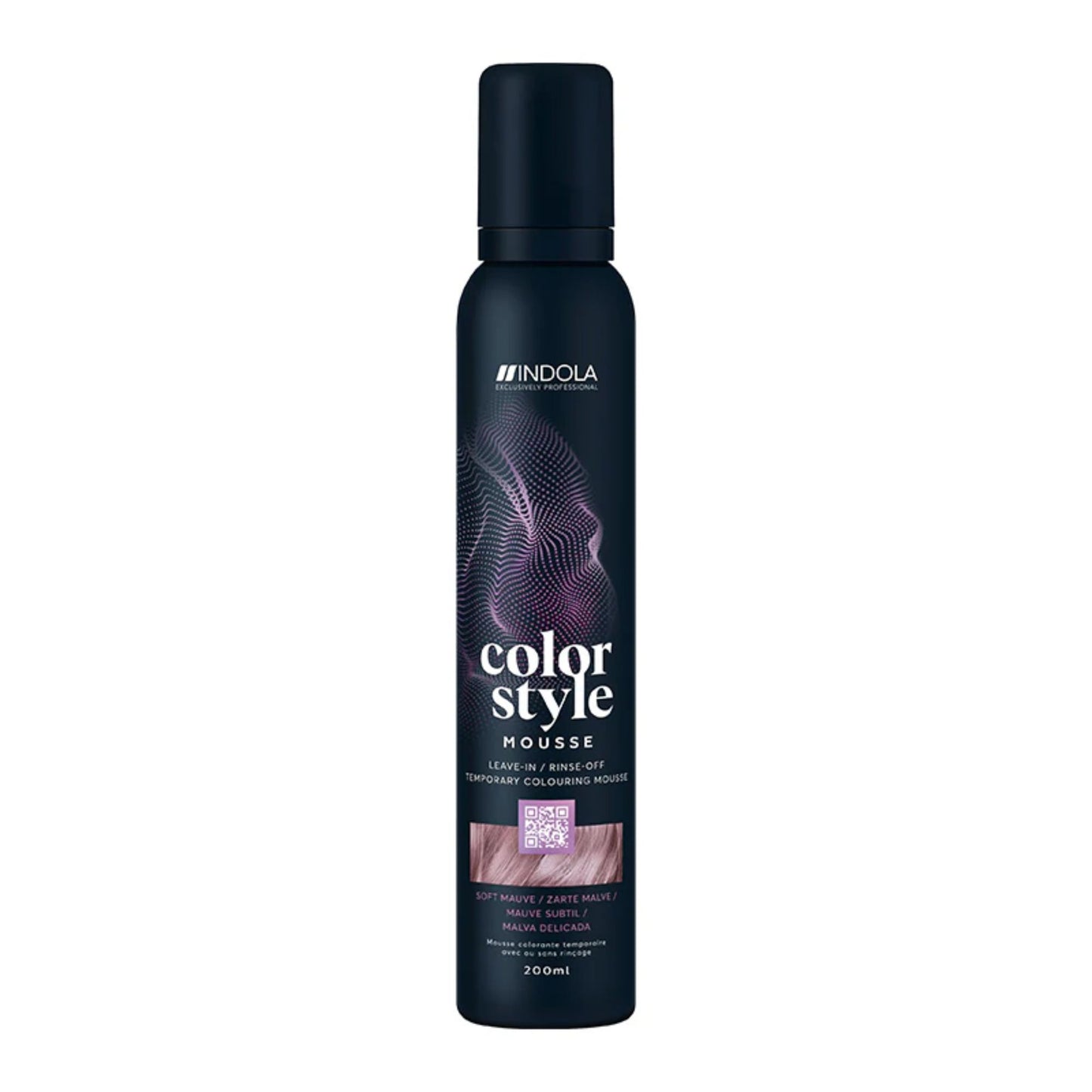 Indola Colour Style Mousse Soft Mauve 200ml temporary purple tone mousse for styling and colour refresh