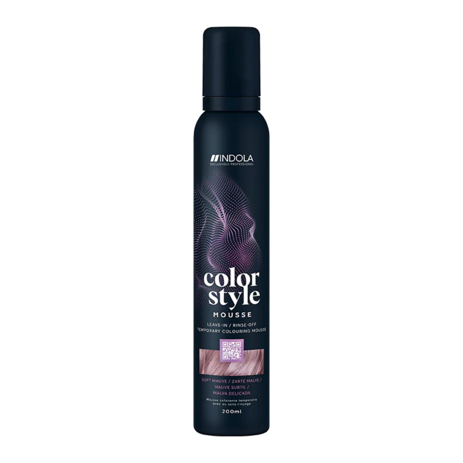 Indola Colour Style Mousse Soft Mauve 200ml temporary purple tone mousse for styling and colour refresh