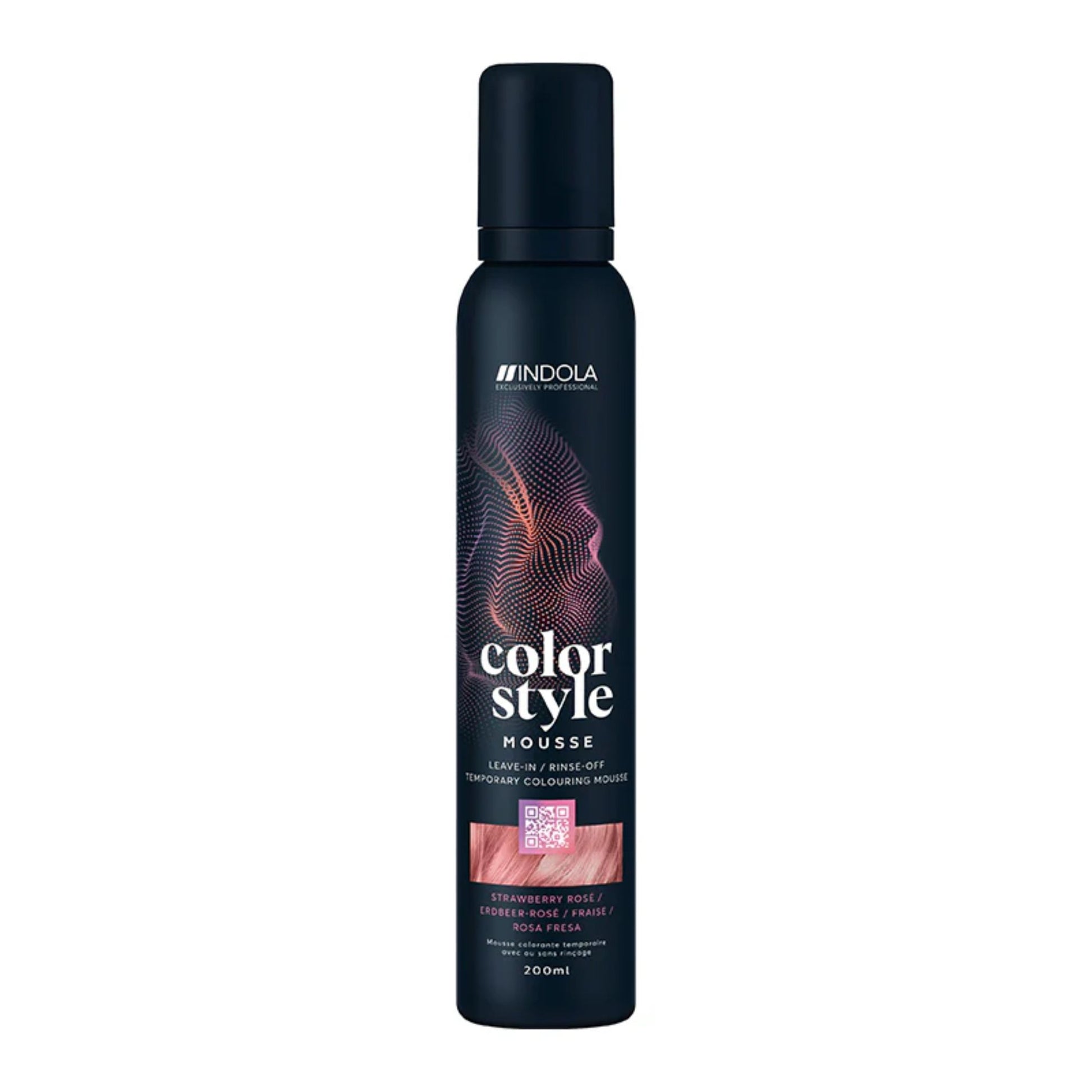 Indola Colour Style Mousse Strawberry Rose 200ml temporary pink tone mousse for styling and colour refresh