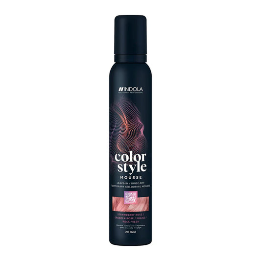 Indola Colour Style Mousse Strawberry Rose 200ml temporary pink tone mousse for styling and colour refresh