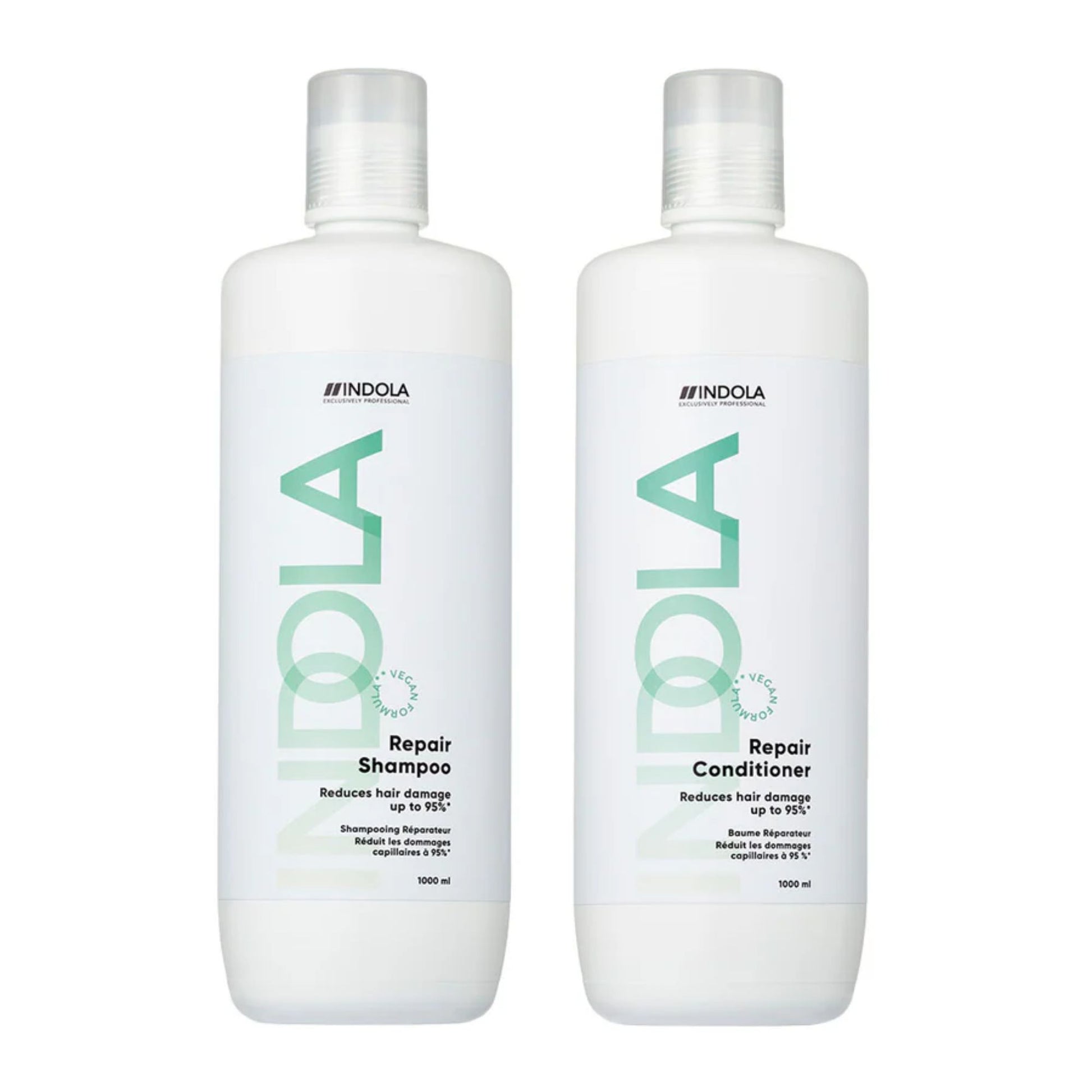 Indola Repair Shampoo and Conditioner Duo 1000ml salon size repairing haircare set for damaged hair