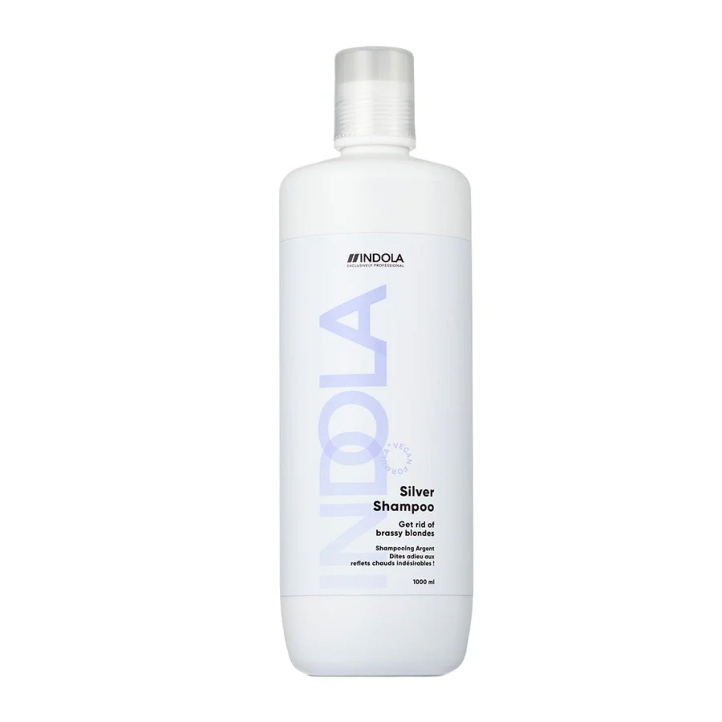 Indola Silver Shampoo 1000ml salon size purple shampoo for blonde and grey hair toning