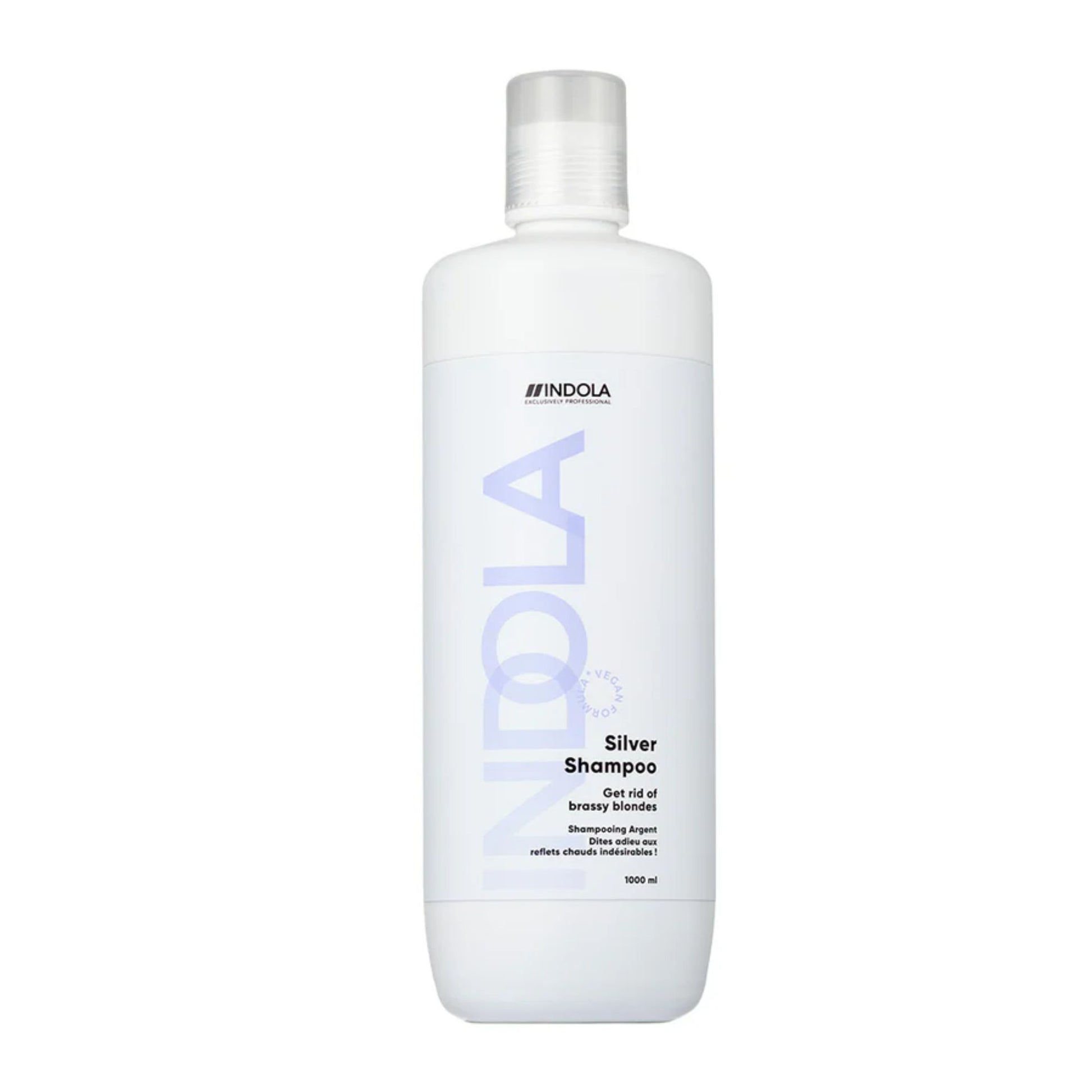 Indola Silver Shampoo 1000ml salon size purple shampoo for blonde and grey hair toning