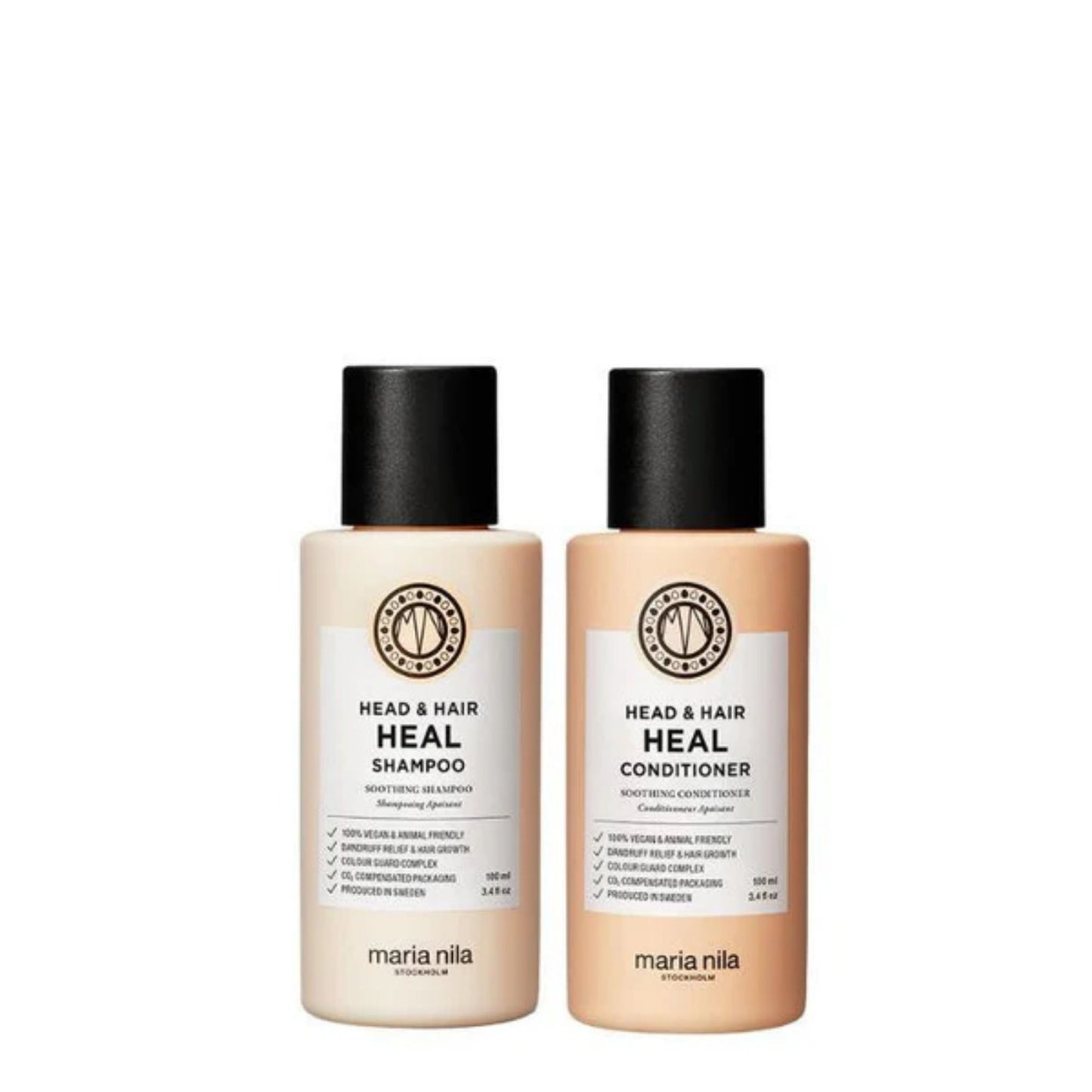 Maria Nila Head & Hair Heal Shampoo and Conditioner Duo 100ml travel scalp care set for dandruff control