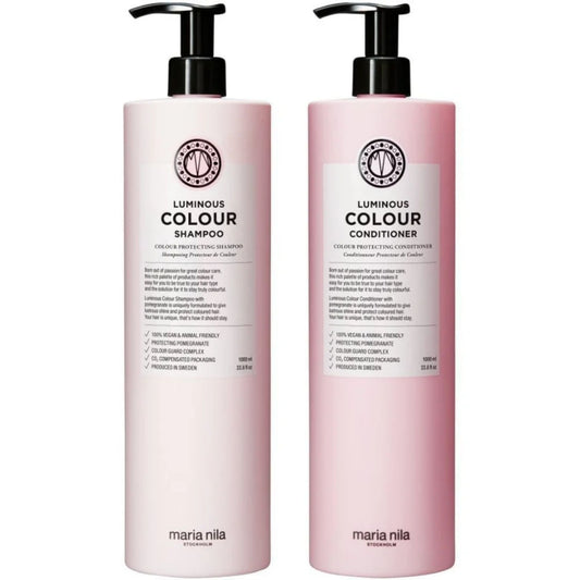 Maria Nila Luminous Colour Shampoo and Conditioner Duo 1000ml salon size colour protecting set for dyed hair