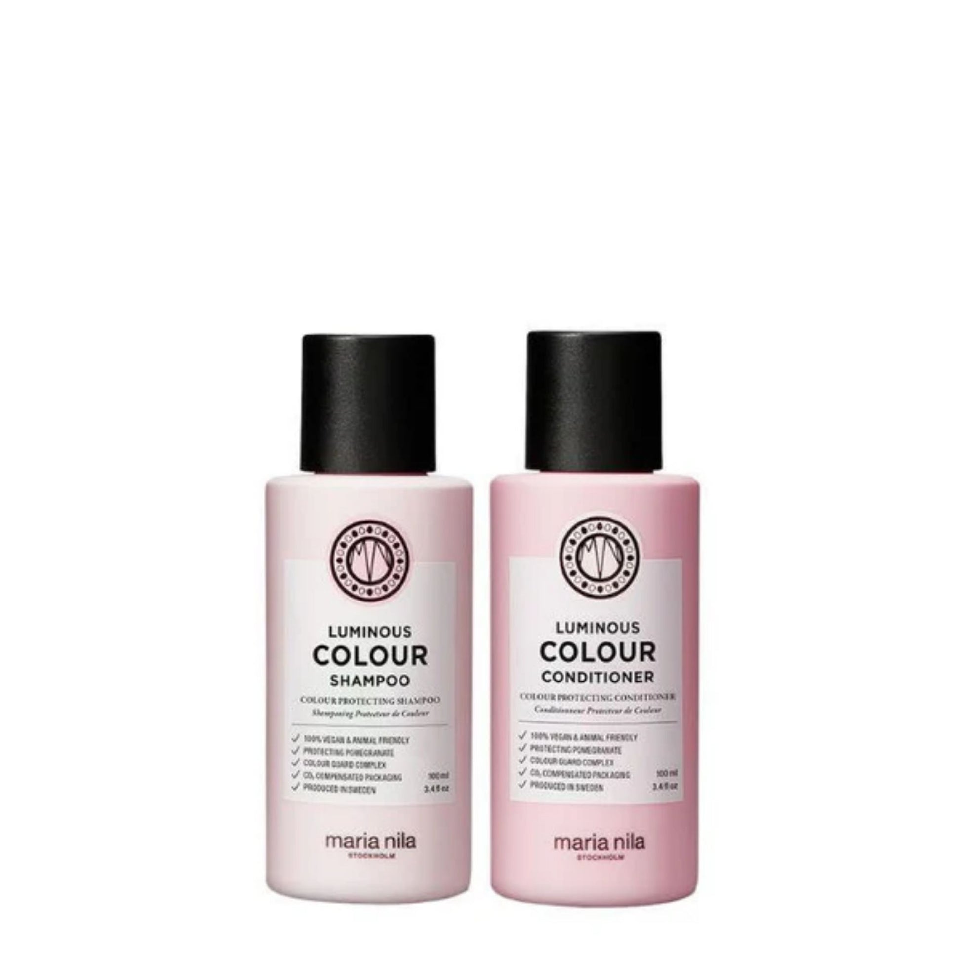 Maria Nila Luminous Colour Shampoo and Conditioner Duo 100ml travel colour care set for dyed hair