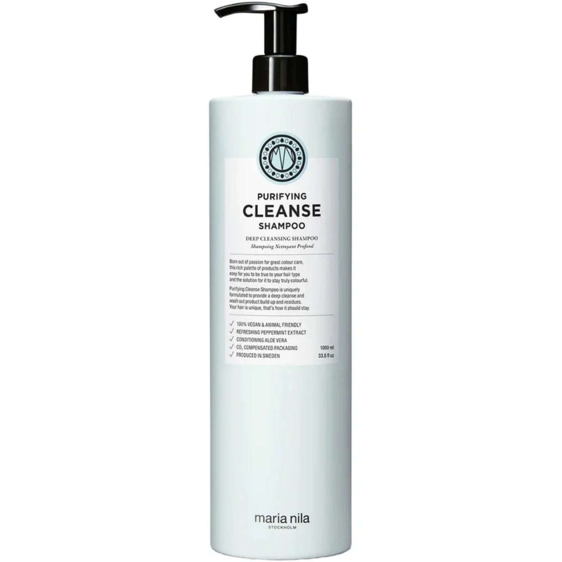 Maria Nila Purifying Cleanse Shampoo 1000ml salon size detox shampoo for deep scalp cleansing