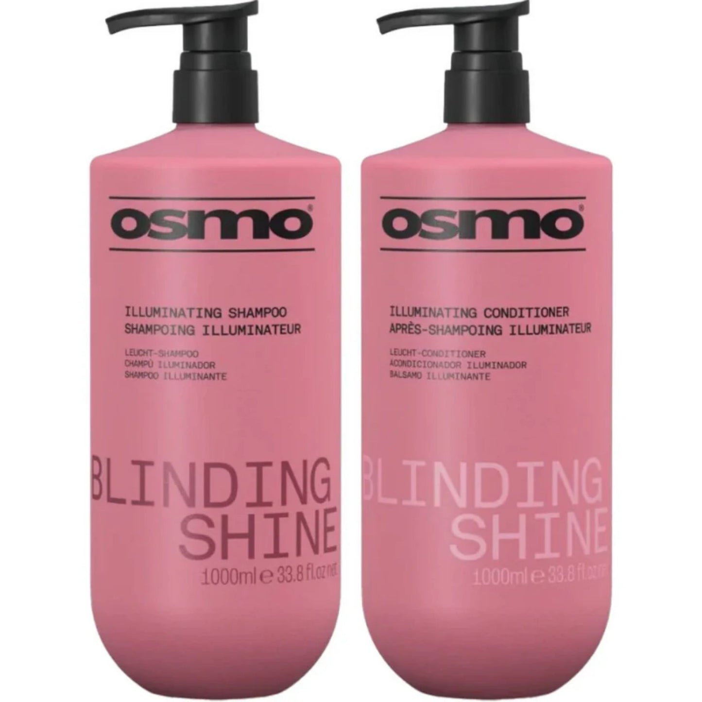 Osmo Blinding Shine Shampoo and Conditioner Duo 1000ml salon-size set for glossy, smooth, and manageable hair