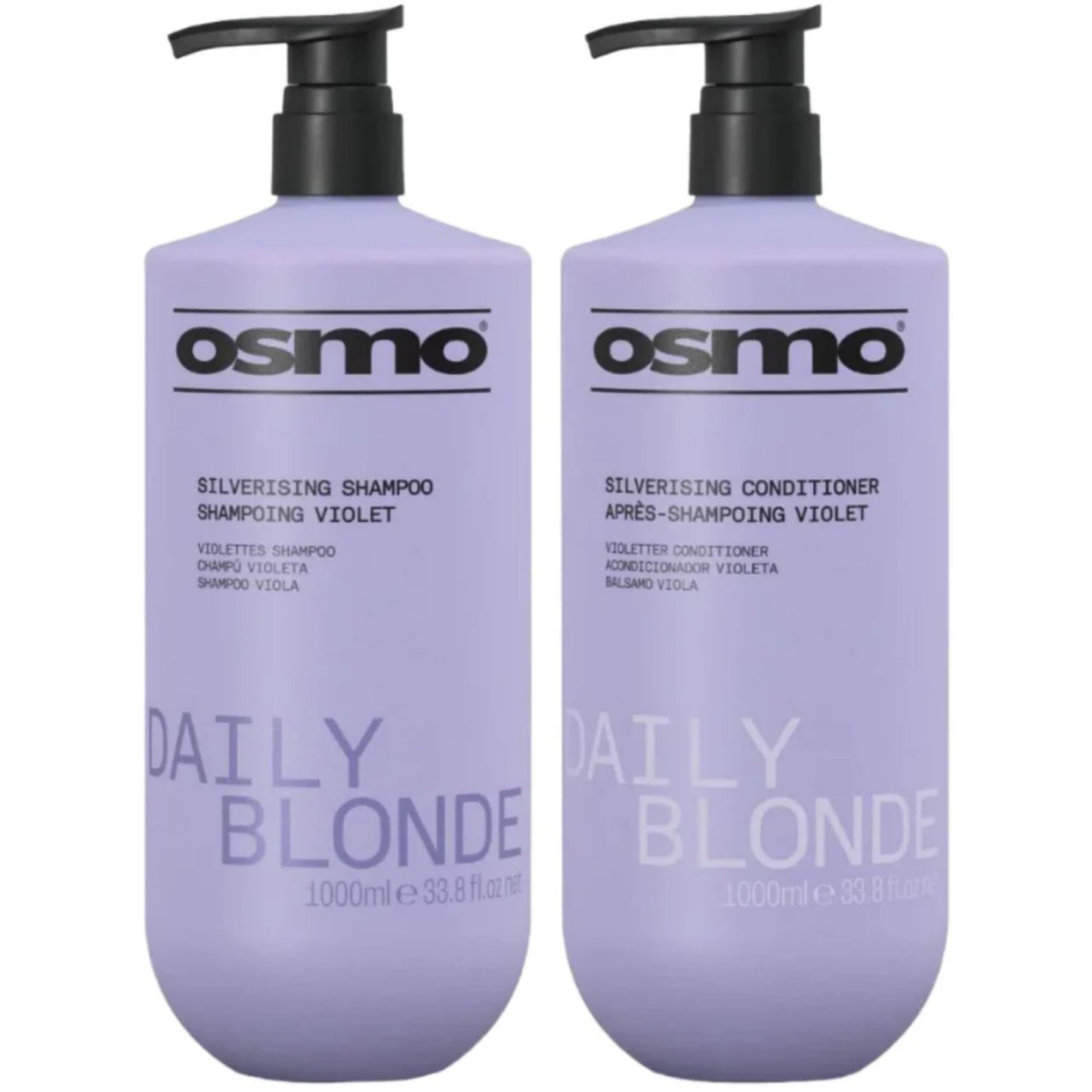 Osmo Daily Blonde Silverising Shampoo & Conditioner Duo 1000ml purple haircare set for blonde and silver hair