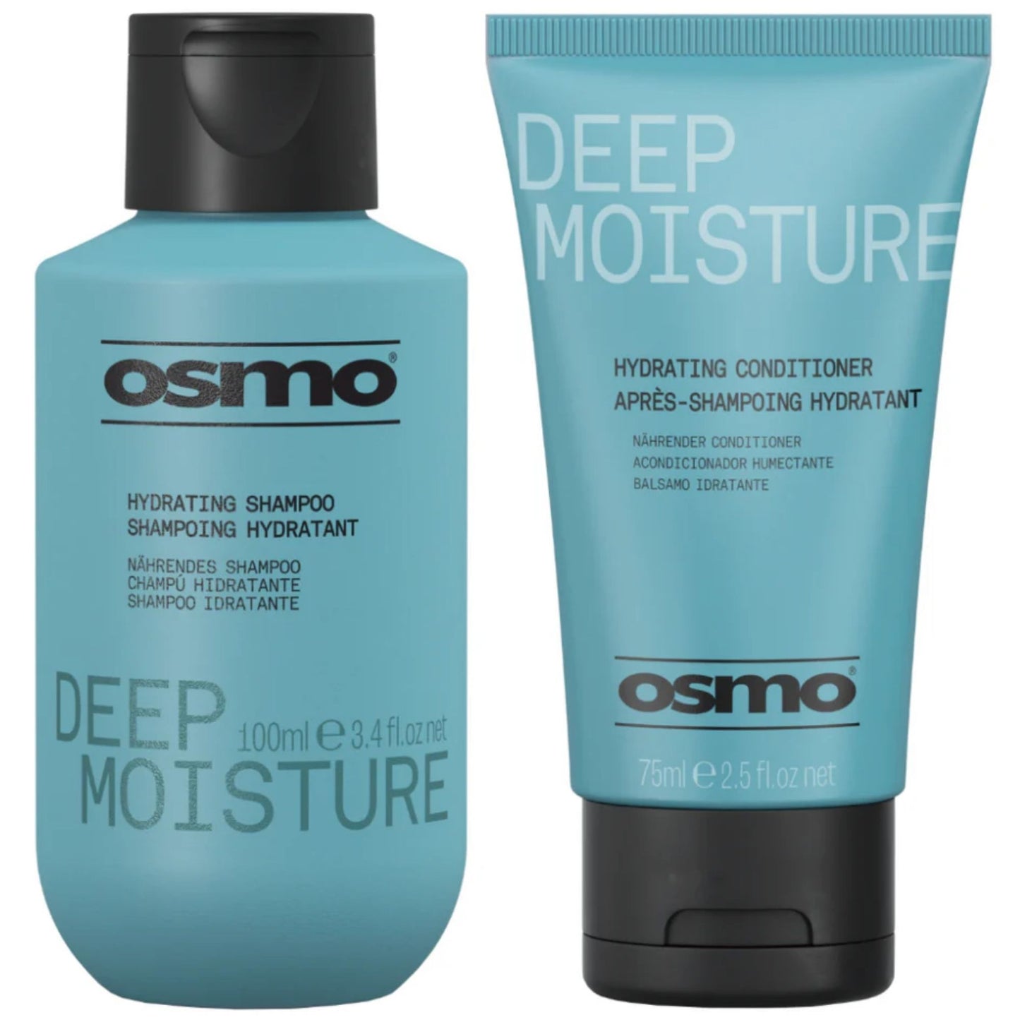 Osmo Deep Moisture Hydrating Shampoo 100ml and Conditioner 75ml Duo travel moisture haircare set for dry hair