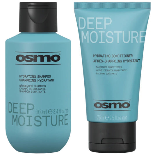 Osmo Deep Moisture Hydrating Shampoo 100ml and Conditioner 75ml Duo travel moisture haircare set for dry hair