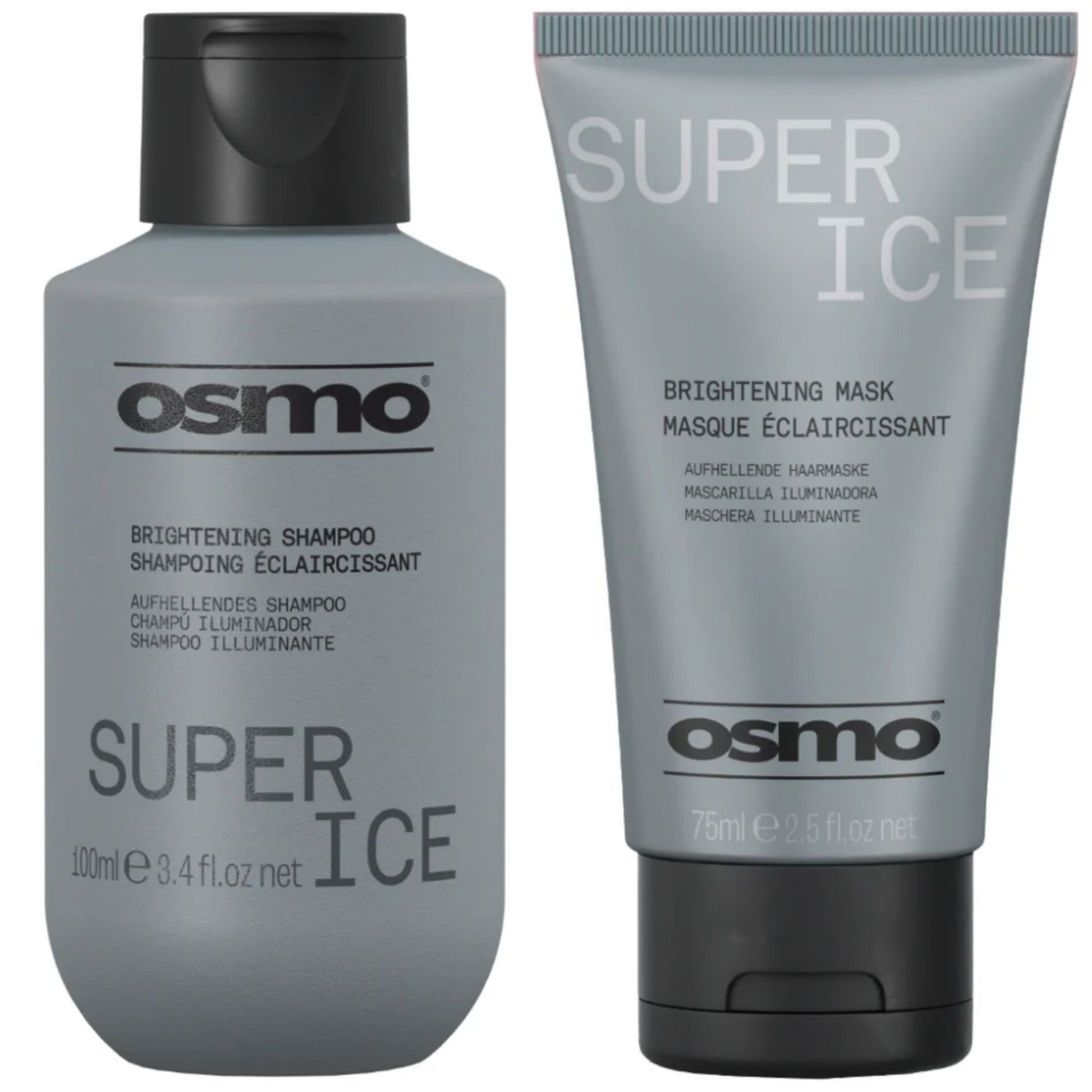Osmo Super Ice Brightening Shampoo 100ml and Mask 75ml Duo travel blonde toning haircare set