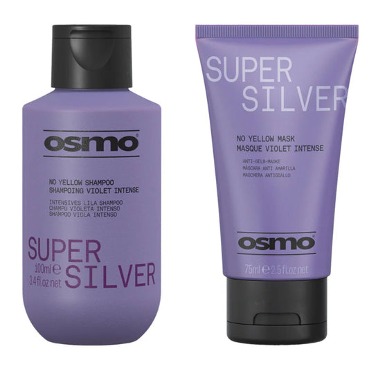 Osmo Super Silver No Yellow Shampoo 100ml and Mask 75ml Duo travel purple toning haircare set for blonde hair