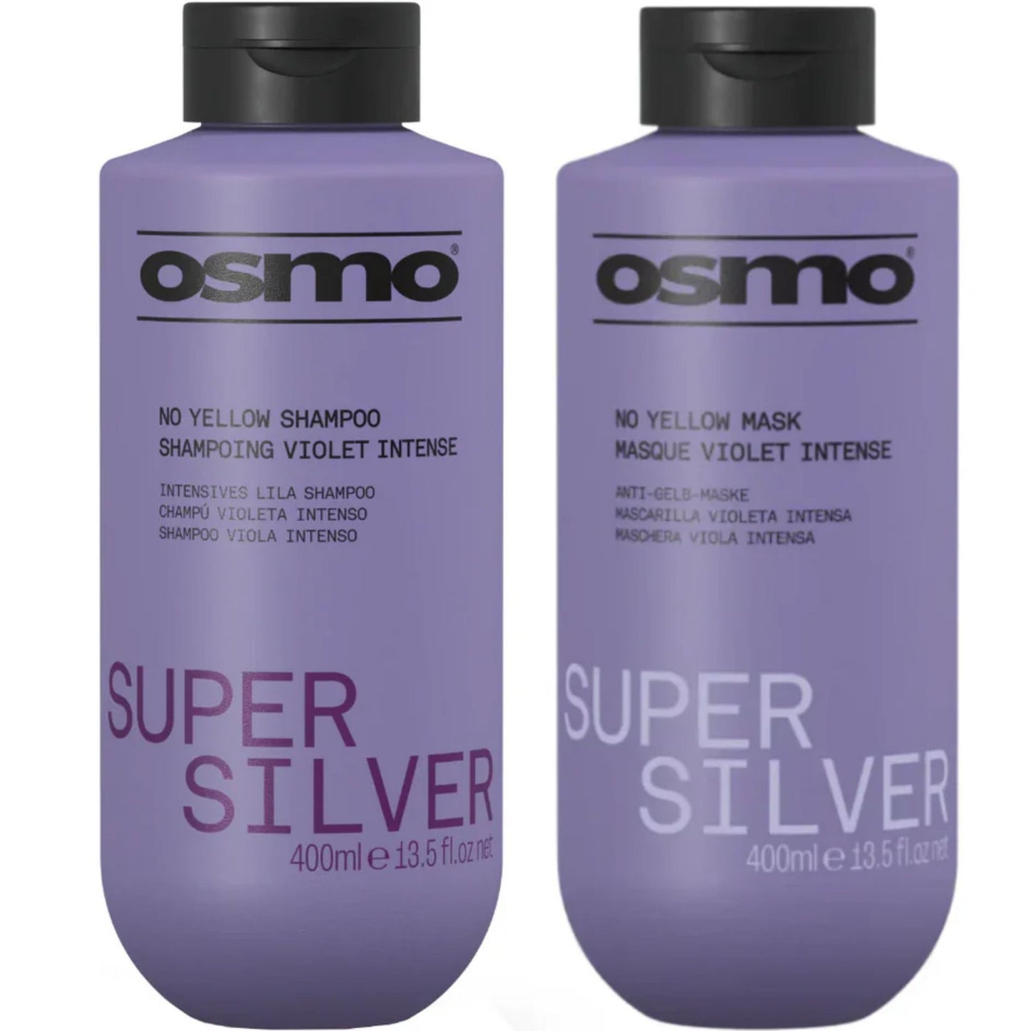 Osmo Super Silver No Yellow Shampoo and Mask Duo 400ml purple toning haircare set for blonde hair